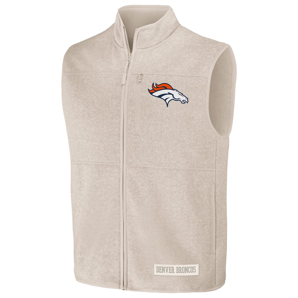 Men's NFL x Darius Rucker Collection by Fanatics  Oatmeal Denver Broncos Full-Zip Sweater Vest