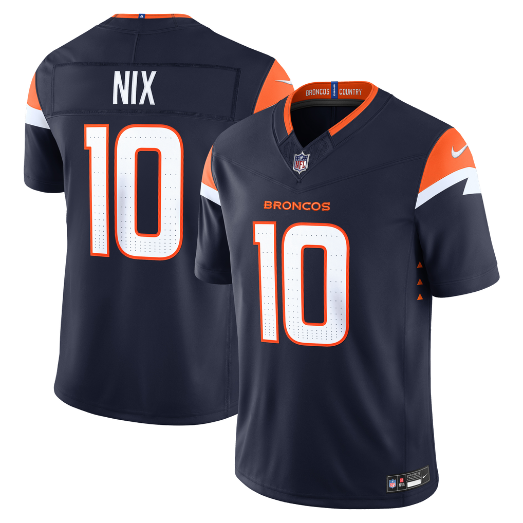 Men's Nike Bo Nix Navy Denver Broncos Alternate Vapor F.U.S.E. Stitched Limited Jersey