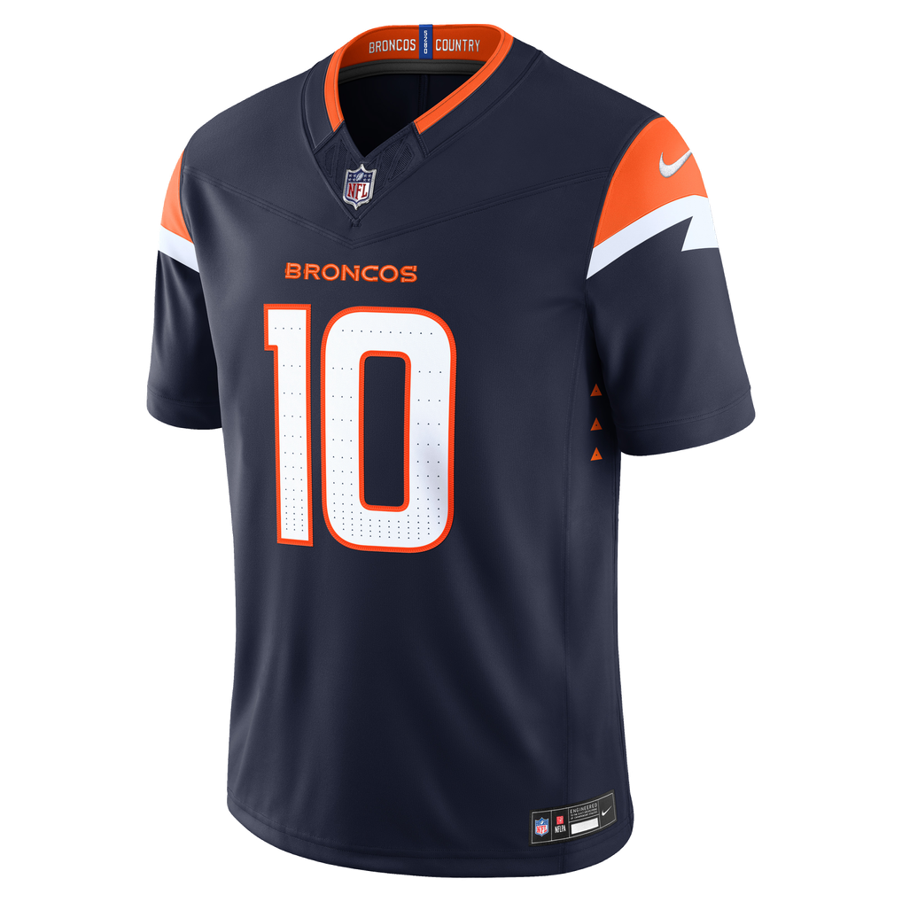 Men's Nike Bo Nix Navy Denver Broncos Alternate Vapor F.U.S.E. Stitched Limited Jersey