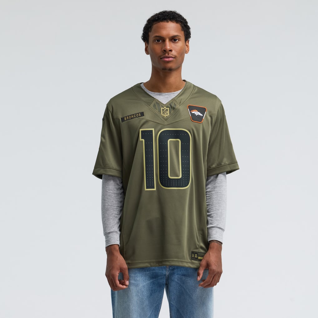 Men's Nike Bo Nix Olive Denver Broncos 2025 Salute to Service Limited Jersey