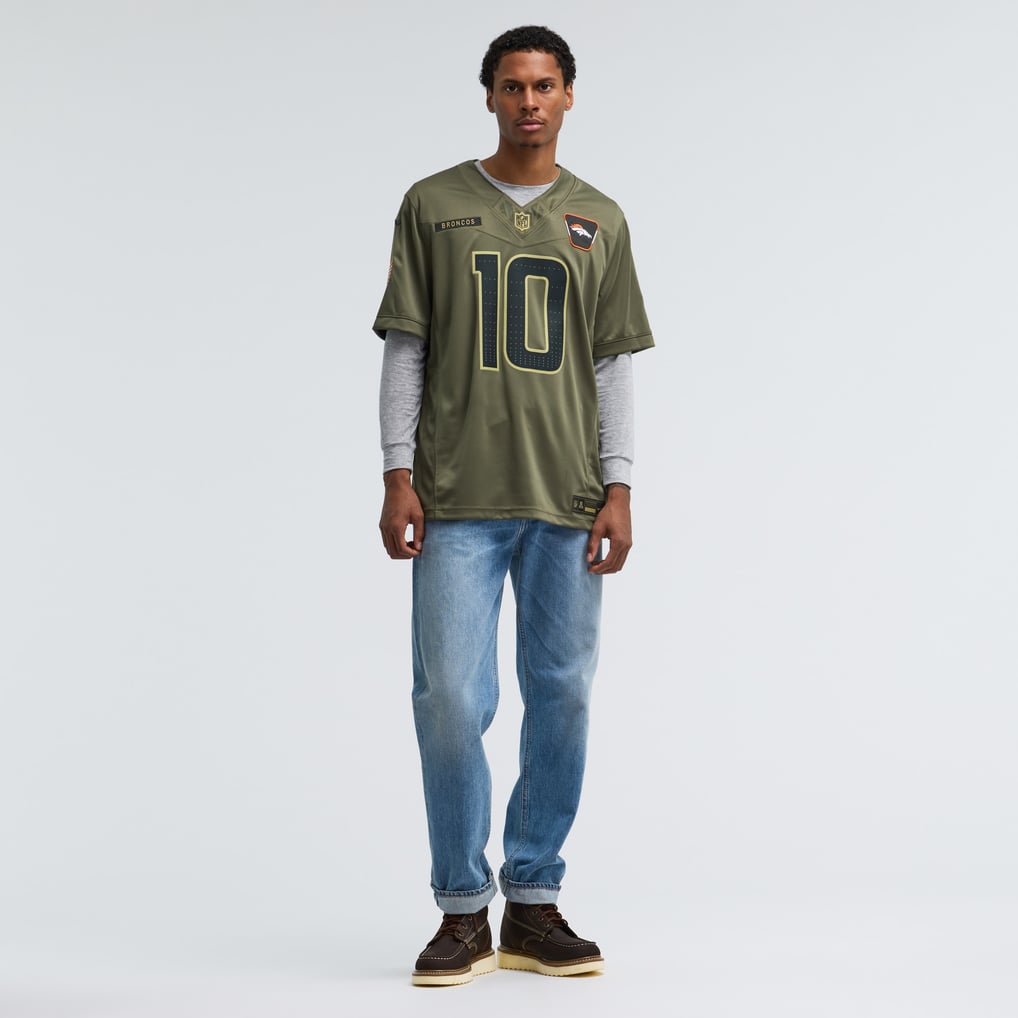 Men's Nike Bo Nix Olive Denver Broncos 2025 Salute to Service Limited Jersey