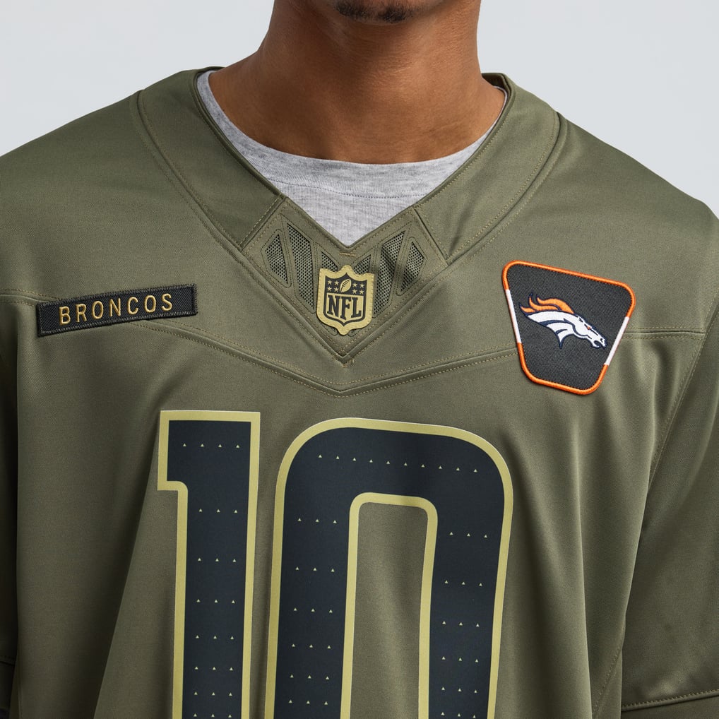 Men's Nike Bo Nix Olive Denver Broncos 2025 Salute to Service Limited Jersey