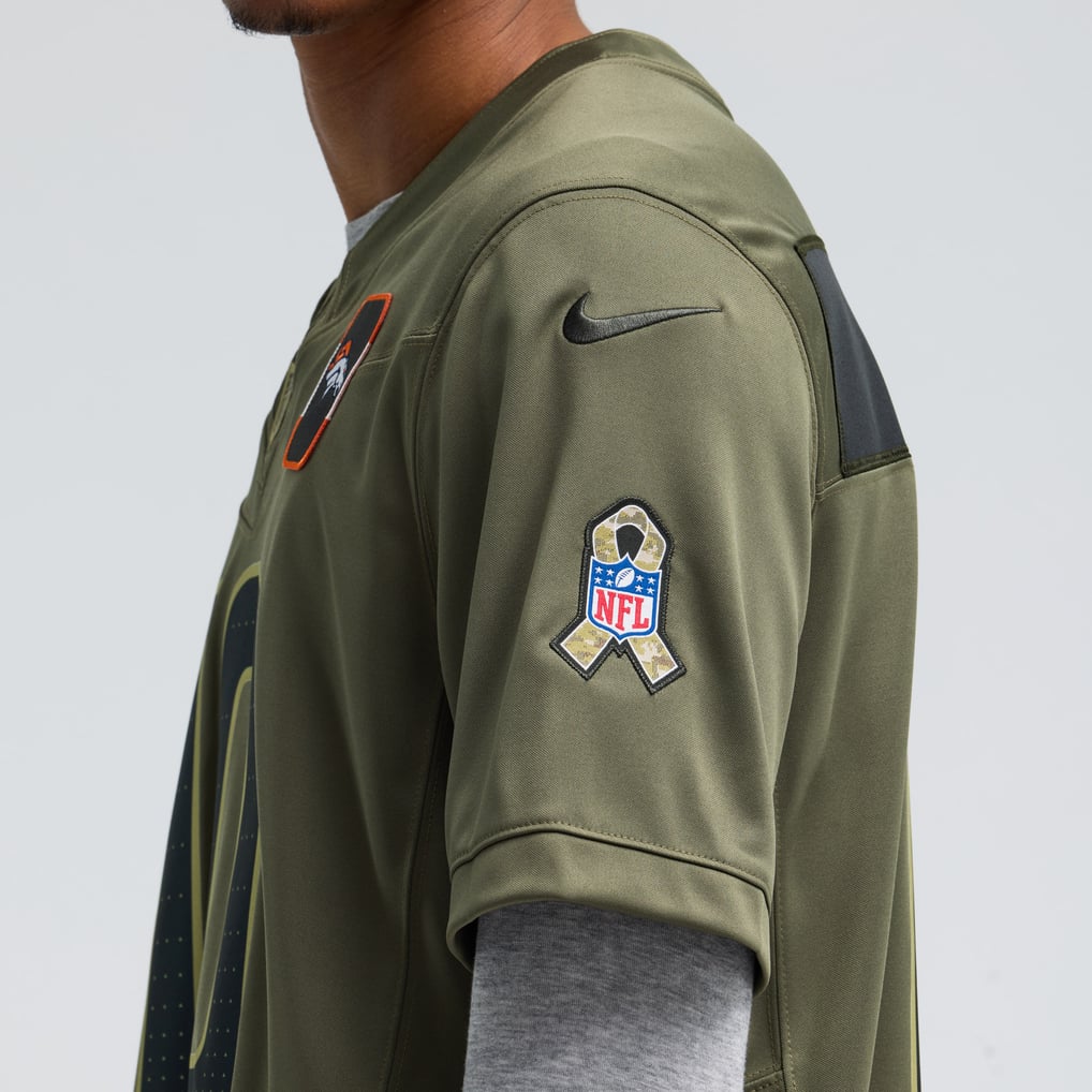 Men's Nike Bo Nix Olive Denver Broncos 2025 Salute to Service Limited Jersey