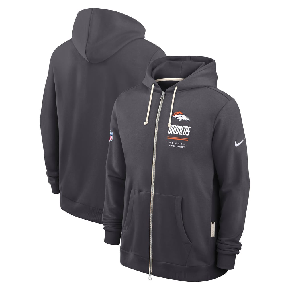 Men's Nike Charcoal Denver Broncos Sideline Standard Issue Quarterback Scramble Dri-FIT Full-Zip Hoodie
