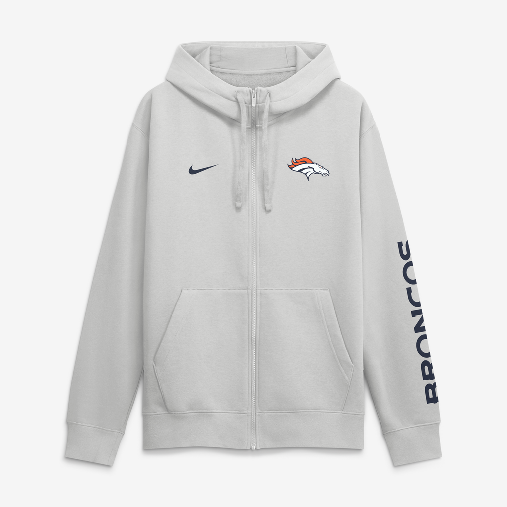 Men's Nike Gray Denver Broncos Cool Down Club Full-Zip Hoodie