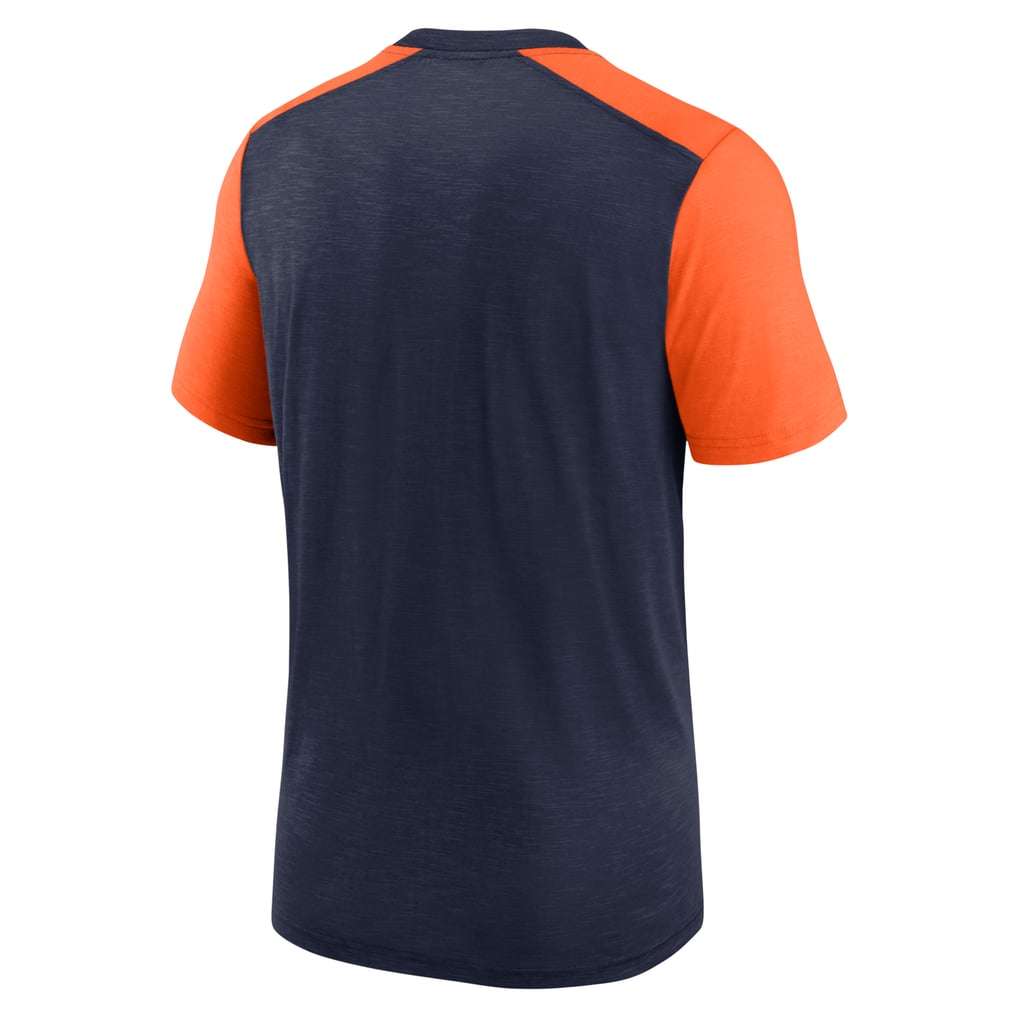 Men's Nike Heathered Navy/Heathered Orange Denver Broncos Color Block Team Name T-Shirt