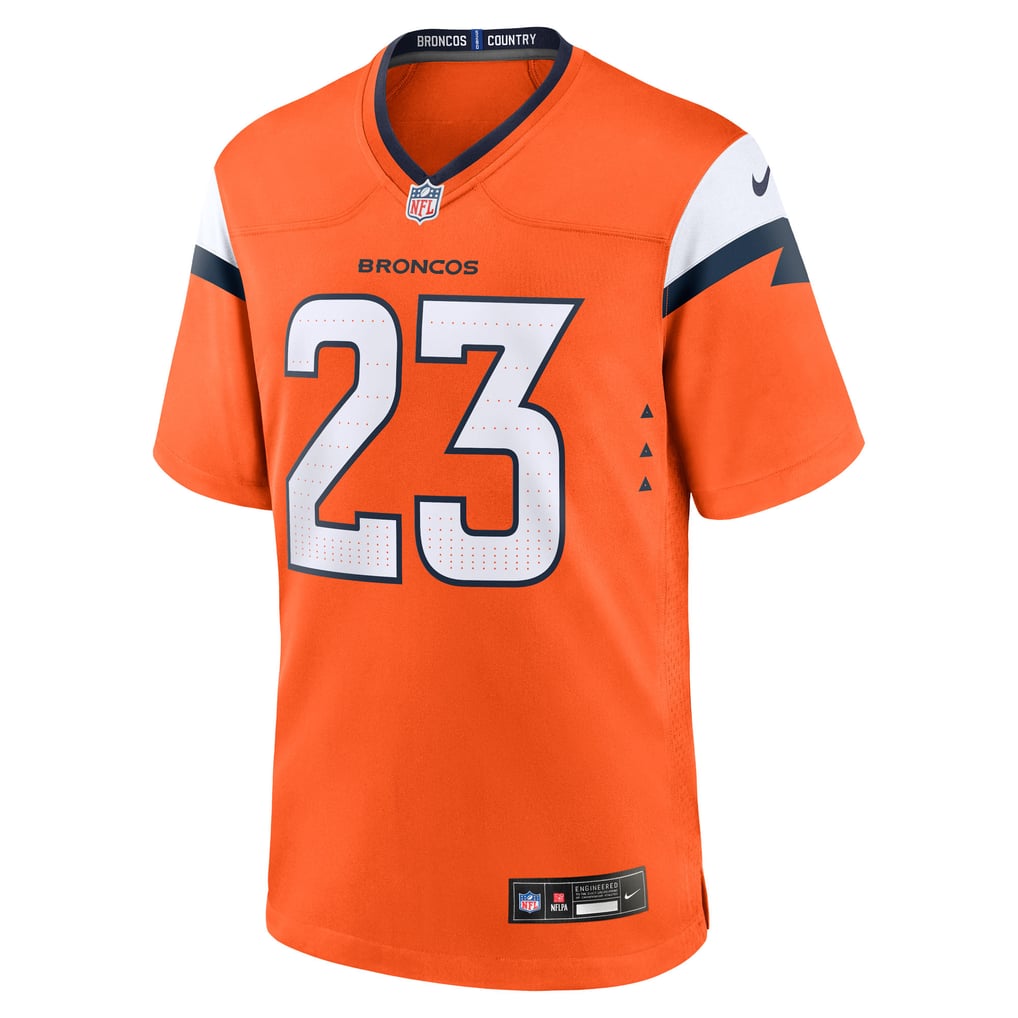 Men's Nike Jahdae Barron Orange Denver Broncos Game Player Jersey