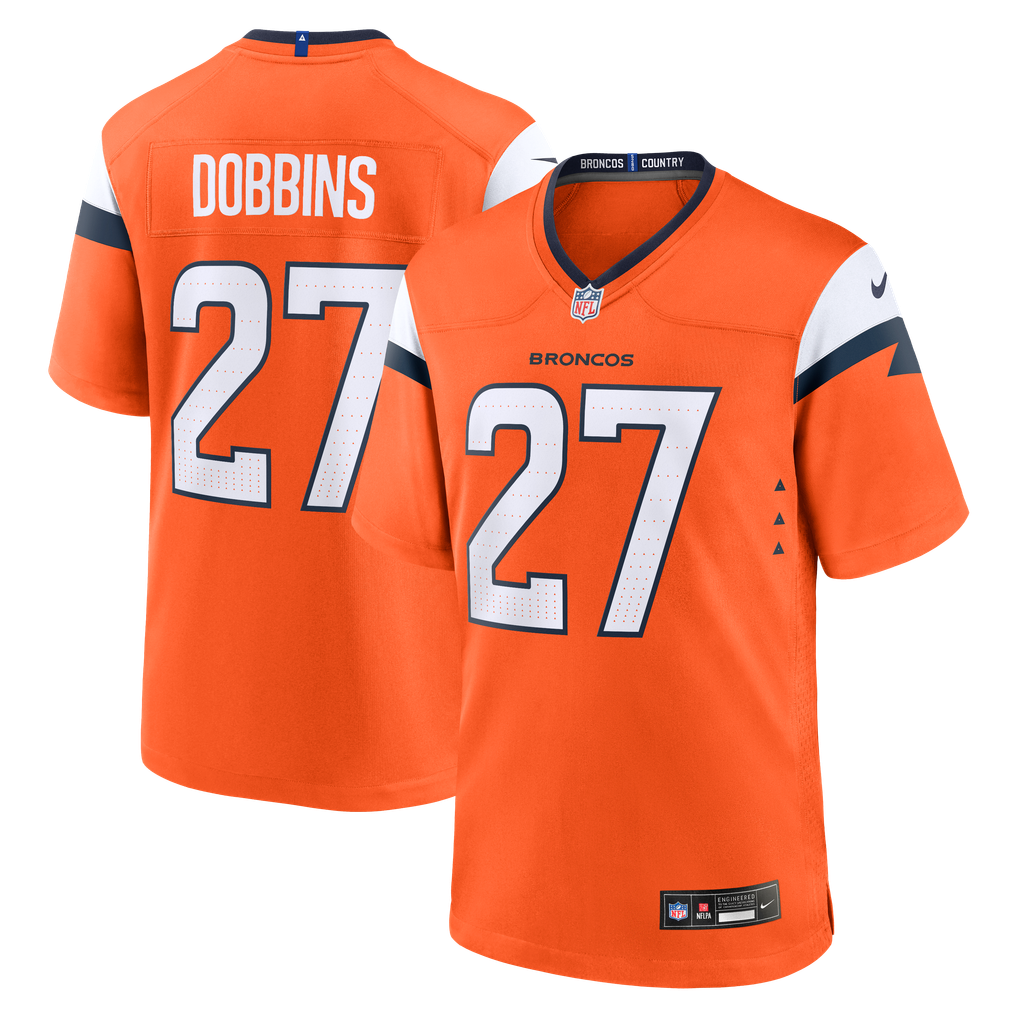 Men's Nike J.K. Dobbins  Orange Denver Broncos Team Game Jersey