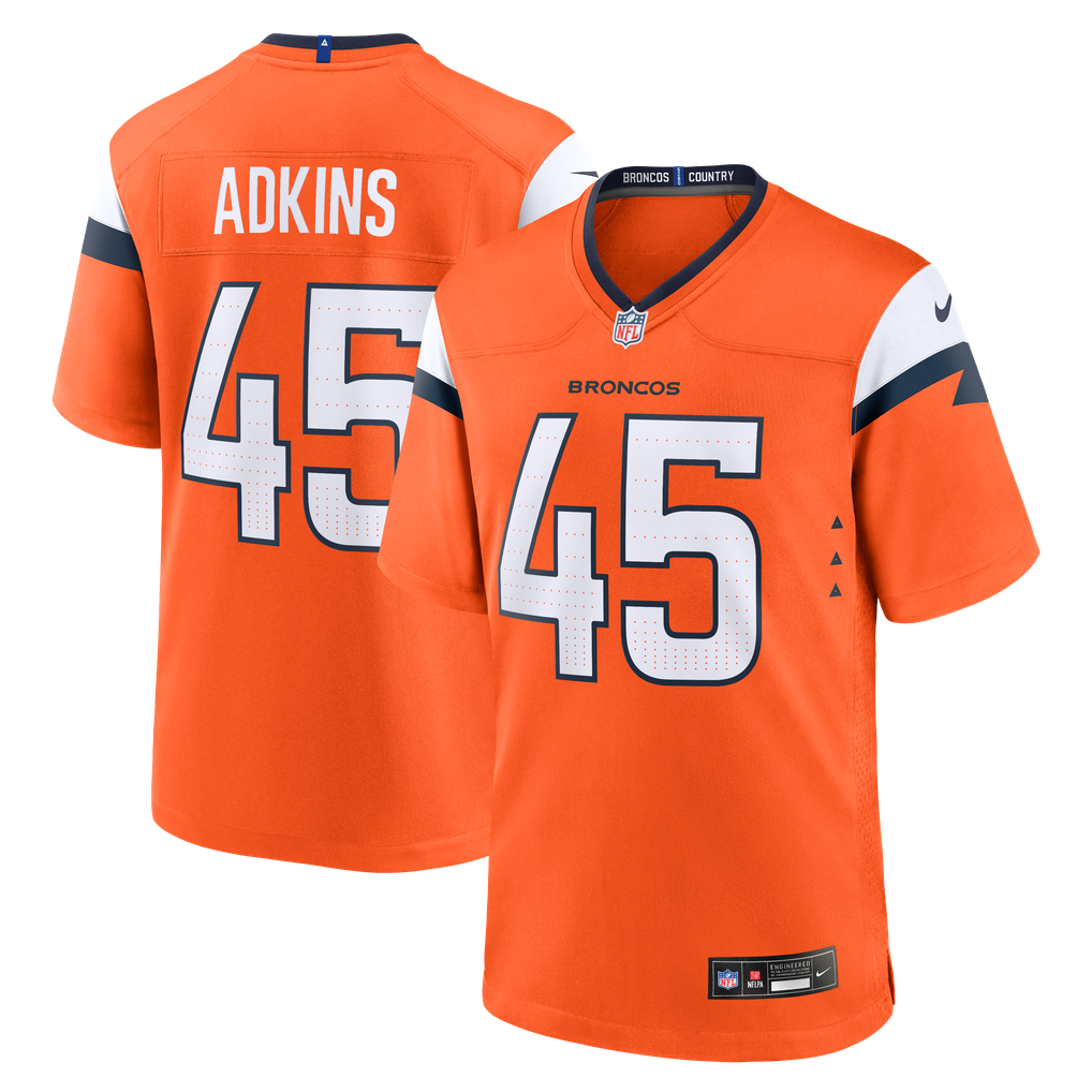 Men's Nike Nate Adkins  Orange Denver Broncos Team Game Jersey