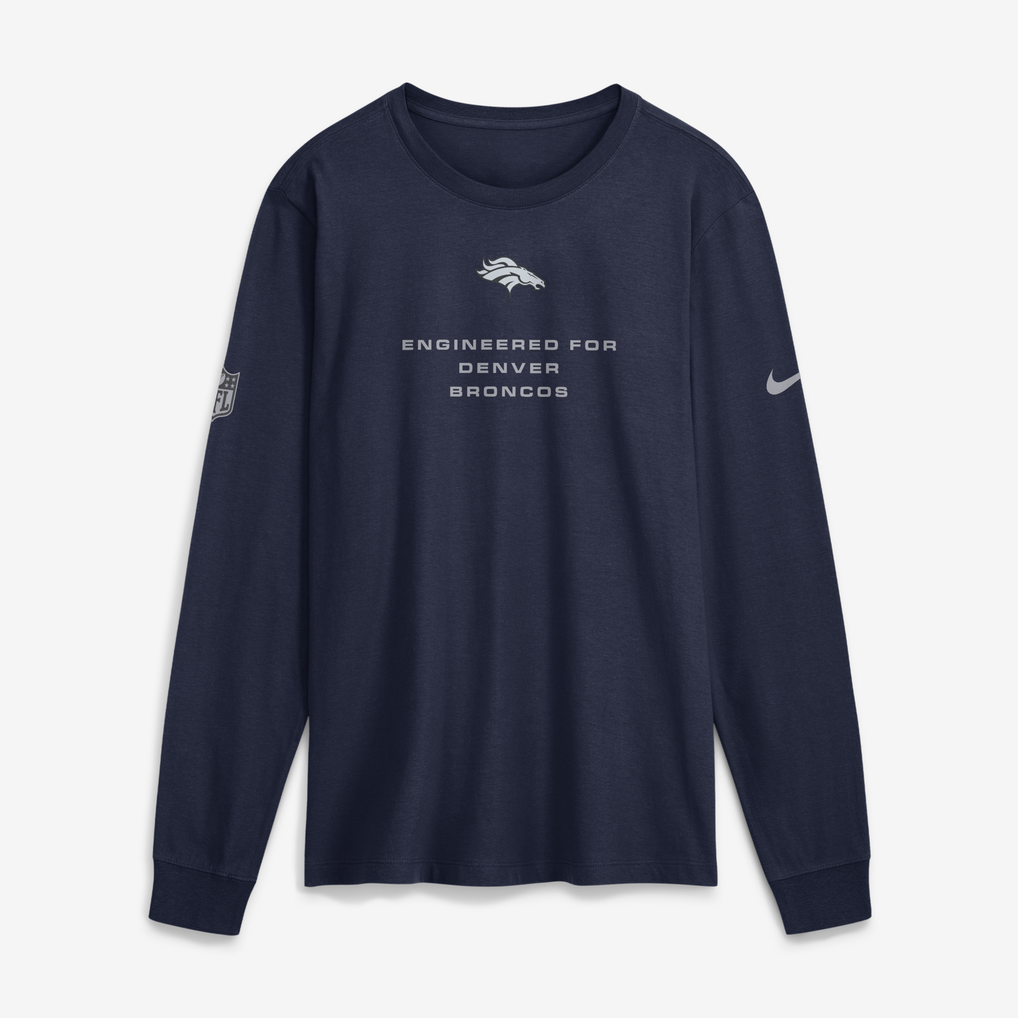 Men's Nike Navy Denver Broncos Sideline Bold Arch Star Dri-FIT Long Sleeve T-Shirt