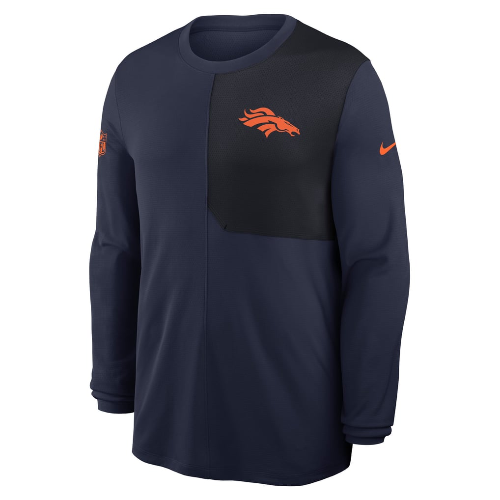 Men's Nike Navy Denver Broncos Sideline Coach UV Dri-FIT Long Sleeve Shirt