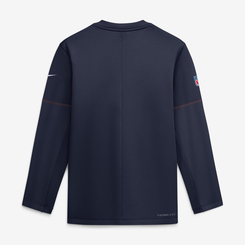 Men's Nike Navy Denver Broncos Sideline Coaches Team Present Midweight Therma-FIT Sweatshirt