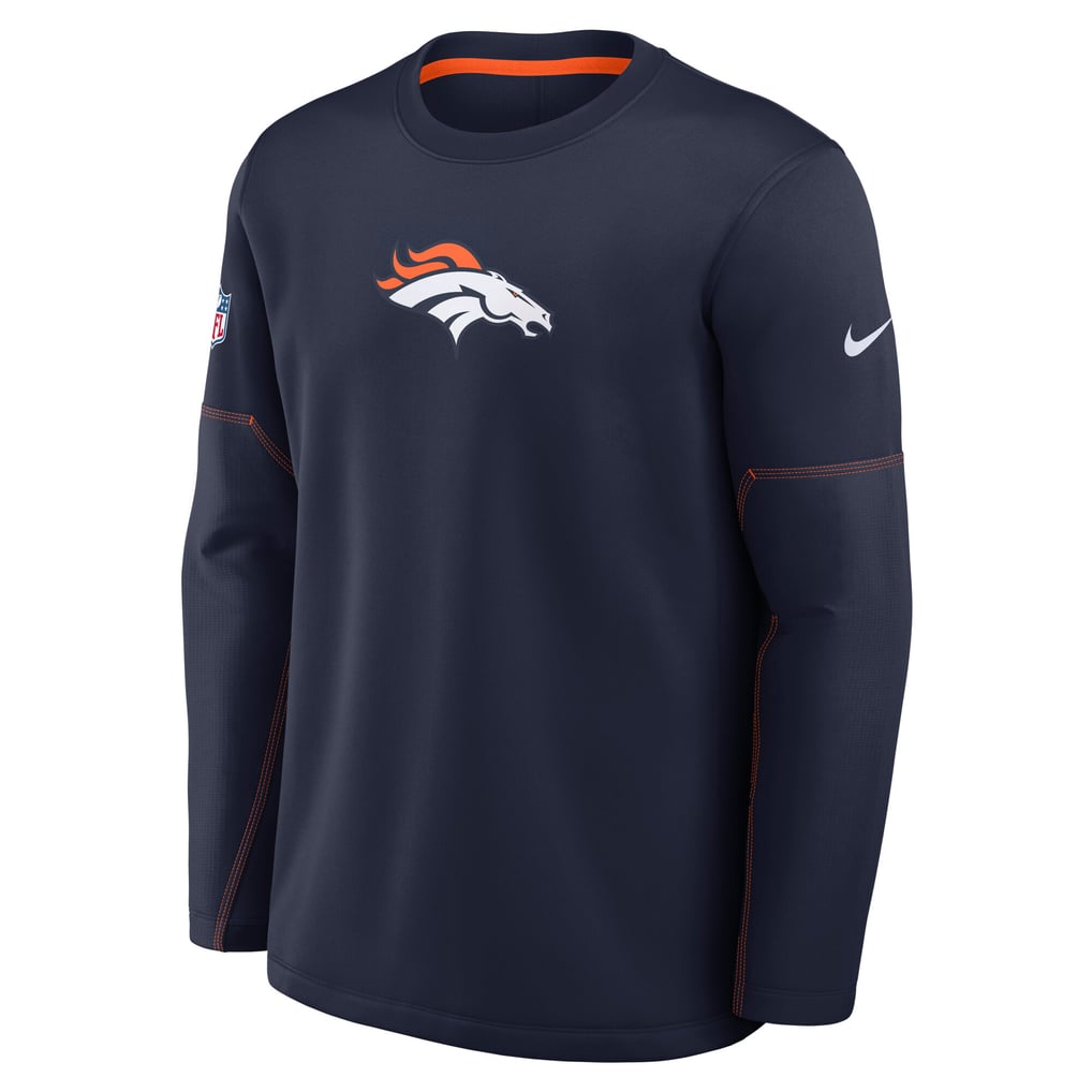 Men's Nike Navy Denver Broncos Sideline Coaches Team Present Midweight Therma-FIT Sweatshirt