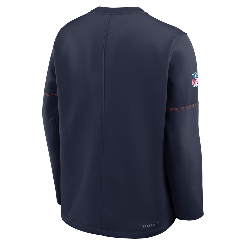 Men's Nike Navy Denver Broncos Sideline Coaches Team Present Midweight Therma-FIT Sweatshirt