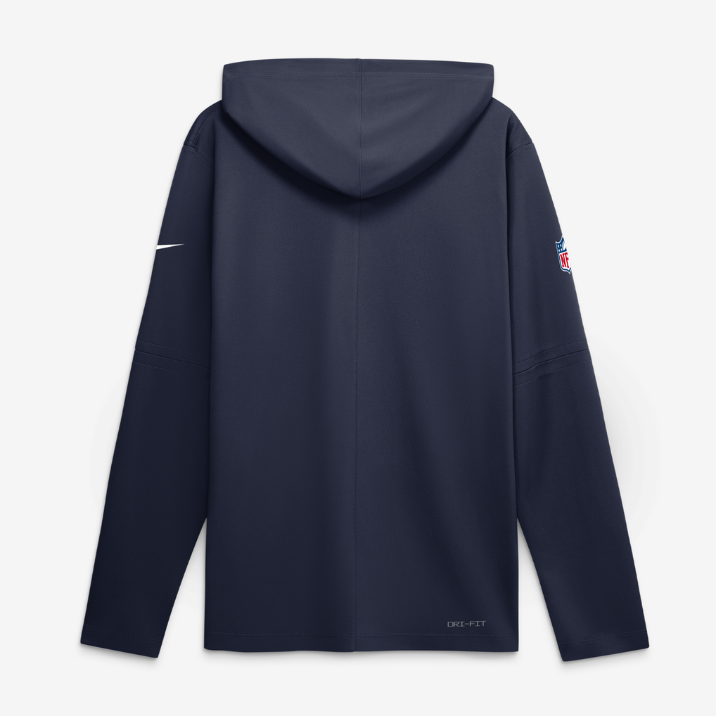 Men's Nike Navy Denver Broncos Sideline Game On Lightweight Long Sleeve Hooded Dri-FIT Top