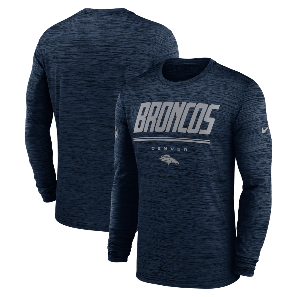 Men's Nike Navy Denver Broncos Sideline Offensive Transition Velocity Dri-FIT Long Sleeve T-Shirt