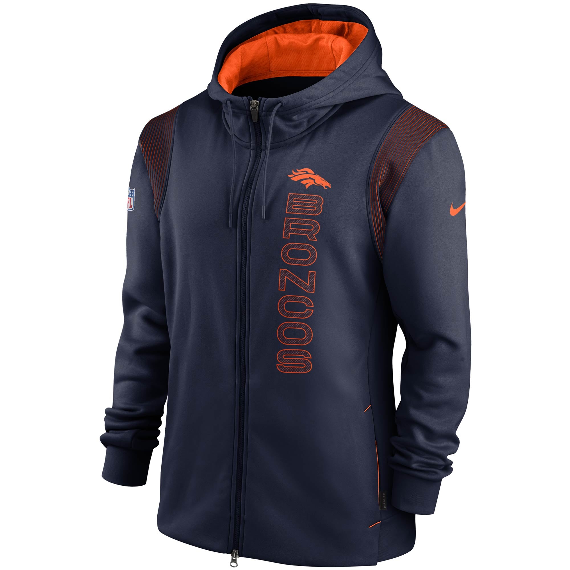 Men's Nike Navy Denver Broncos Sideline Team Performance Full-Zip