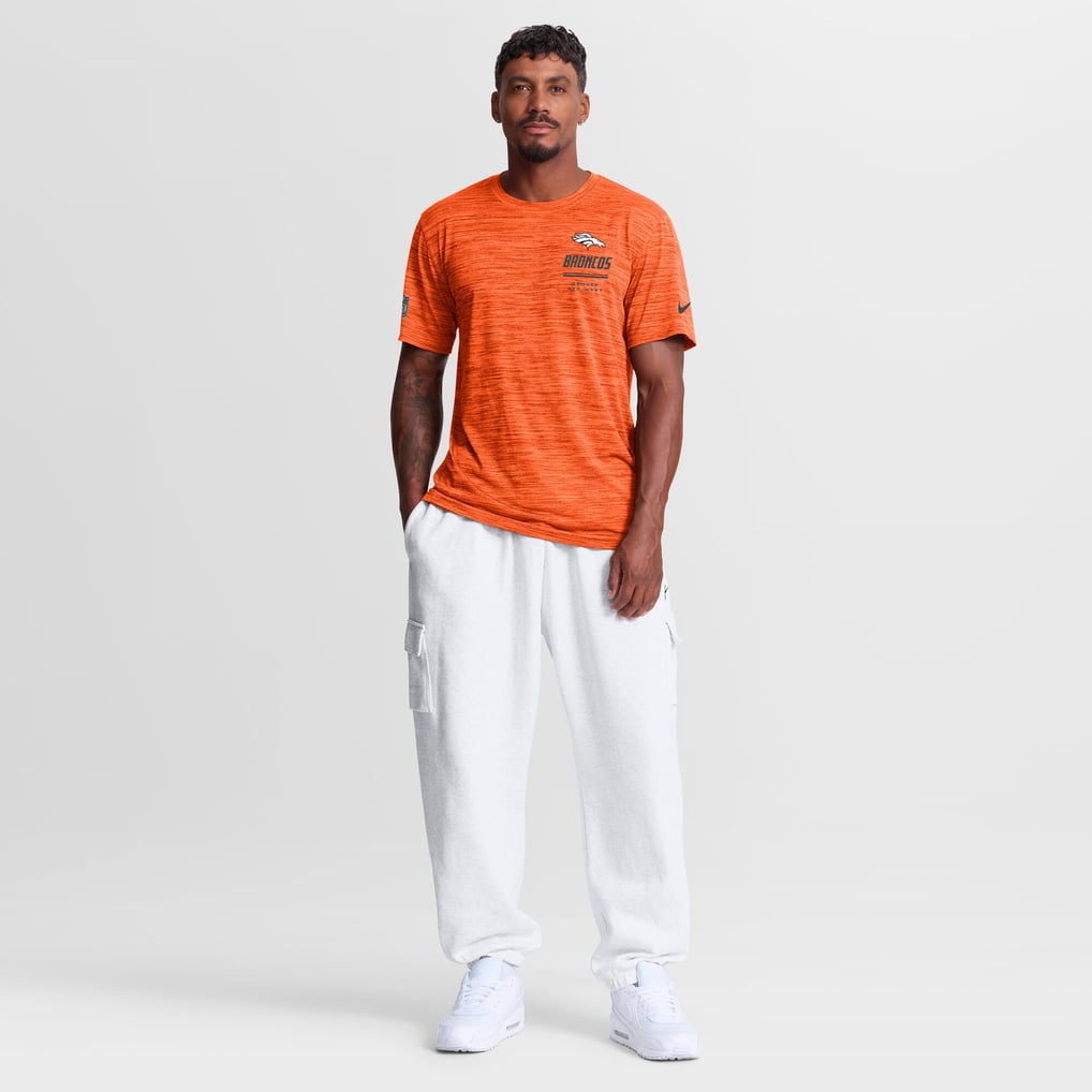 Men's Nike Orange Denver Broncos Sideline Double Covered Dri-FIT Velocity T-Shirt