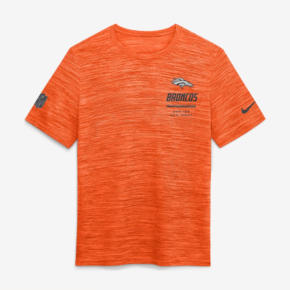 Men's Nike Orange Denver Broncos Sideline Double Covered Dri-FIT Velocity T-Shirt