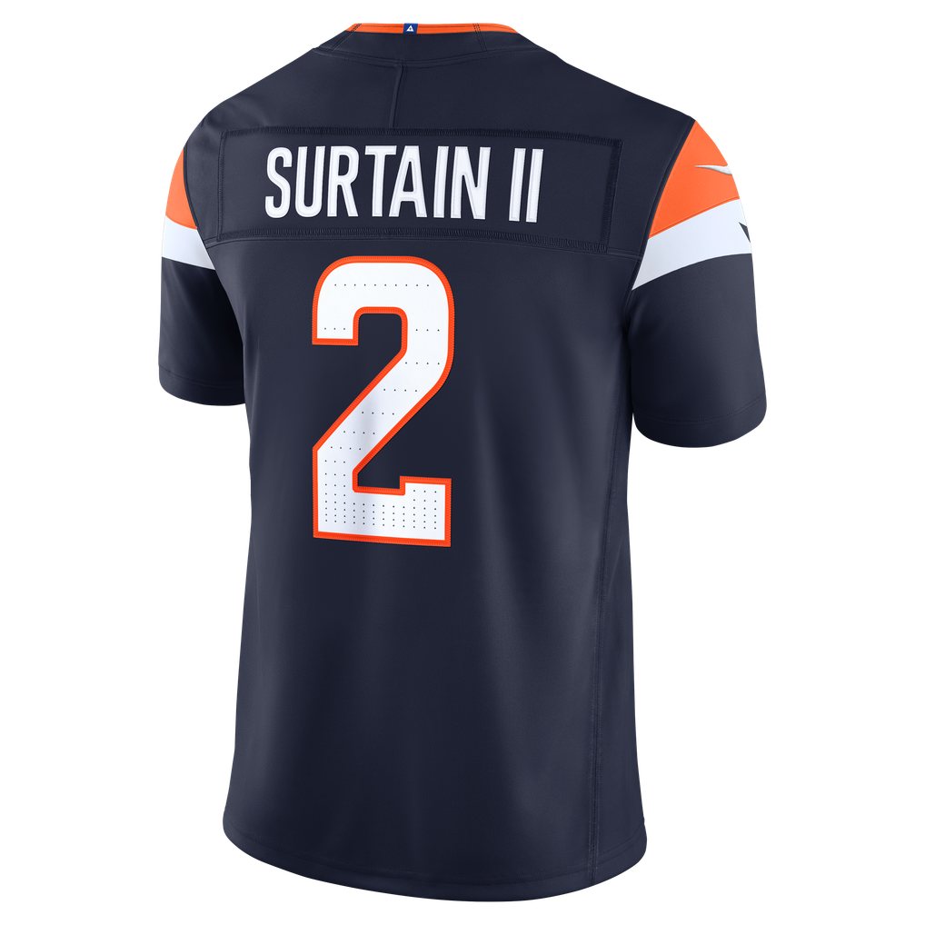 Men's Nike Pat Surtain II Navy Denver Broncos Alternate Vapor F.U.S.E. Stitched Limited Jersey