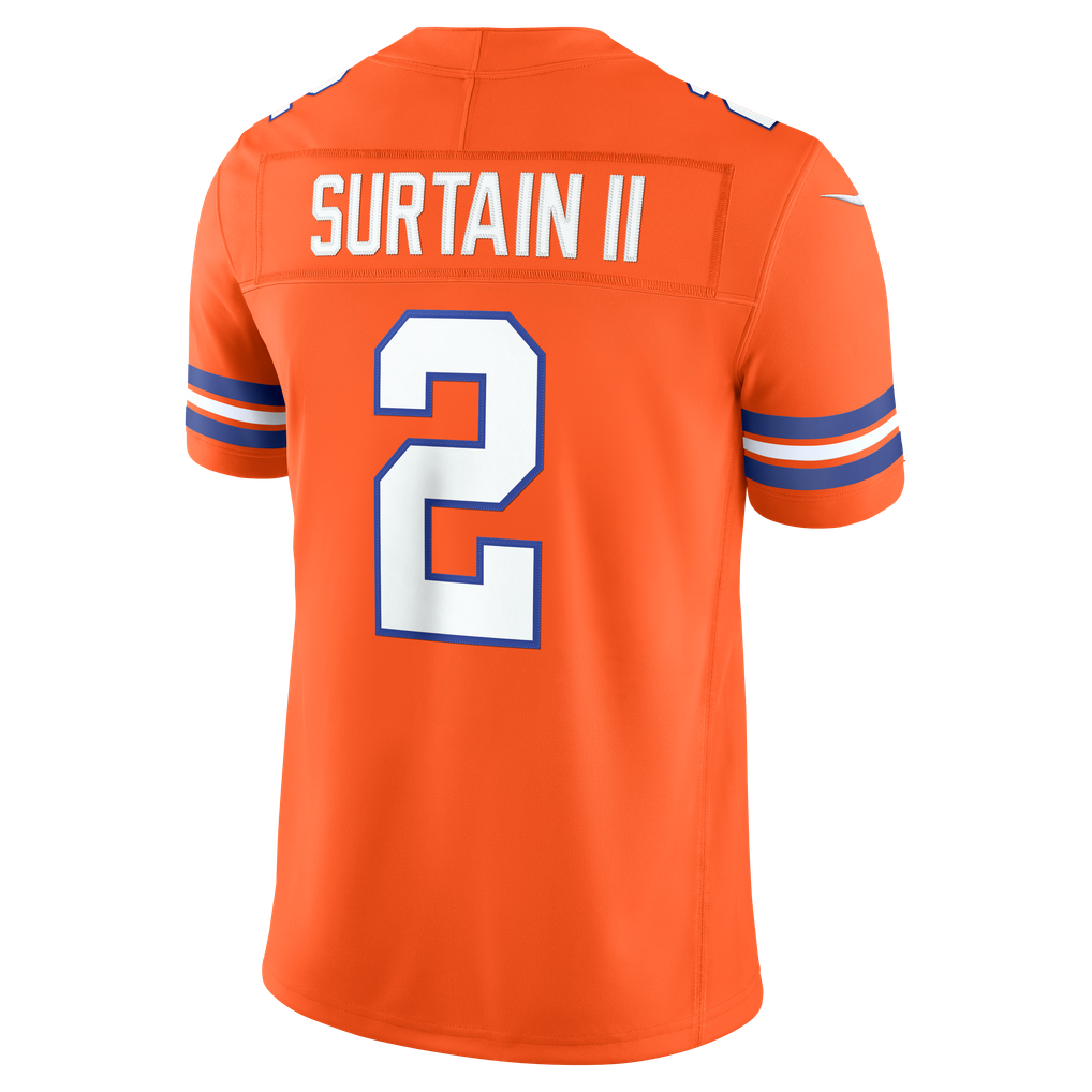 Men's Nike Pat Surtain II Orange Denver Broncos Alternate Mile High Collection 1977 Throwback Vapor F.U.S.E. Stitched Limited Jersey
