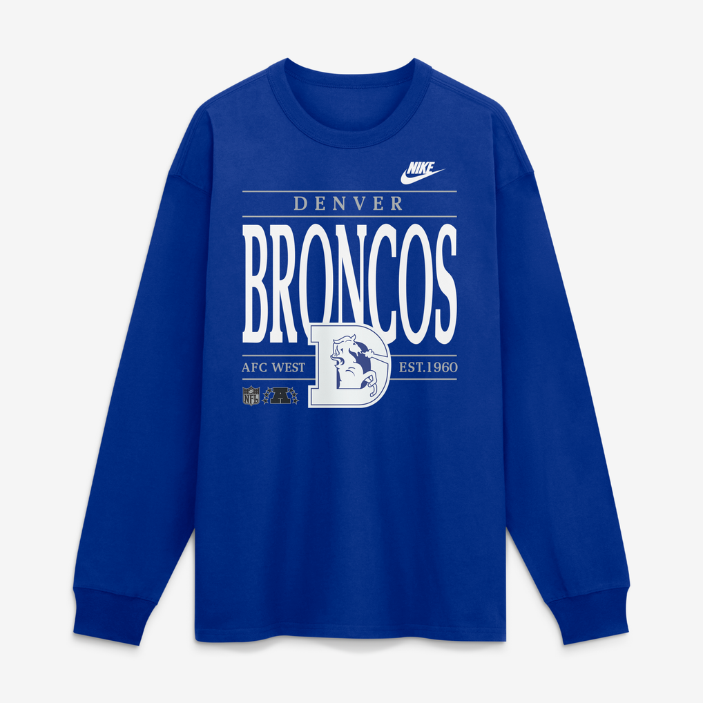 Men's Nike Royal Denver Broncos Red Zone Long Sleeve Max90 T-Shirt
