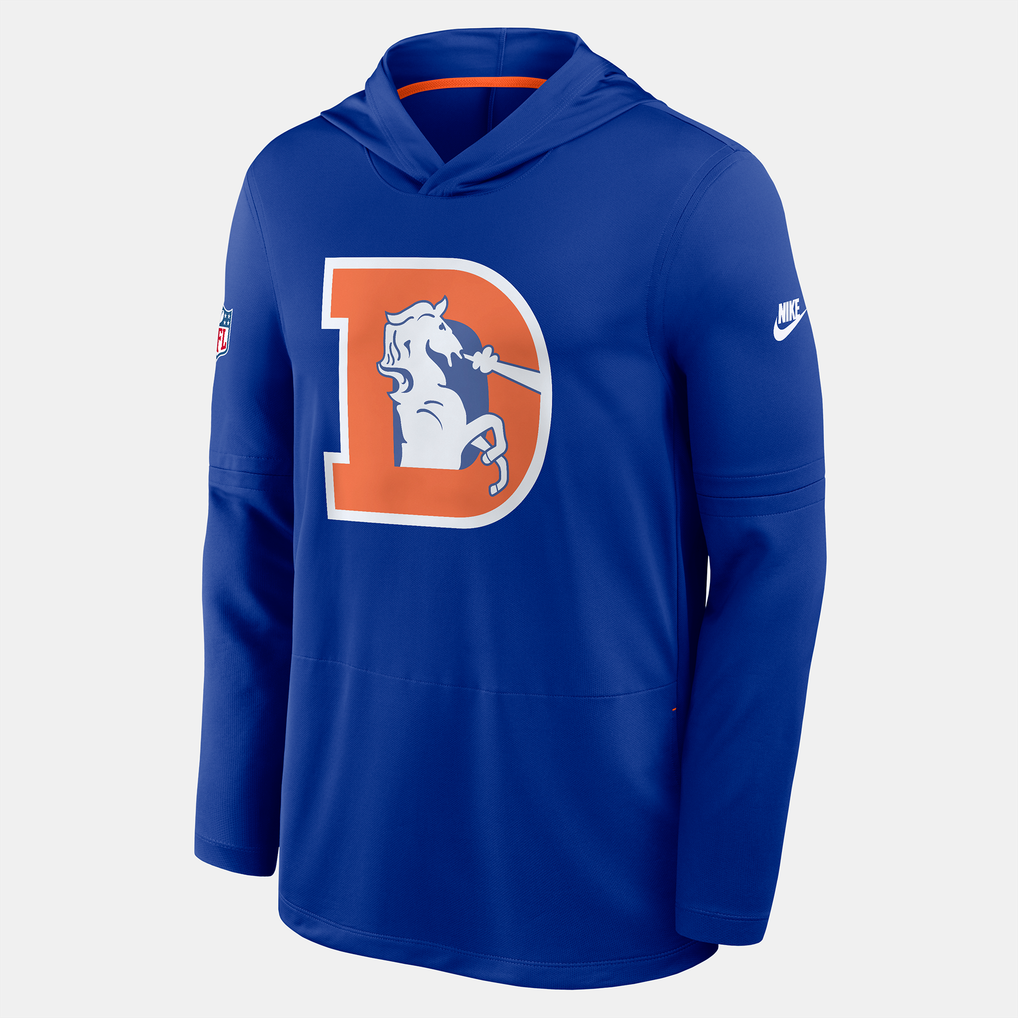 Men's Nike Royal Denver Broncos Sideline Alternate Lightweight Long Sleeve Hooded Dri-FIT T-Shirt
