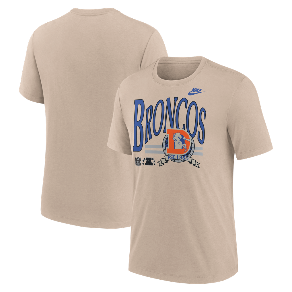 Men's Nike Sand Denver Broncos Rewind Tri-Blend T-Shirt