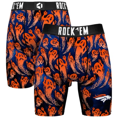Denver Broncos Rock Em Socks Halloween Ghost Fade Boxer Briefs - Navy