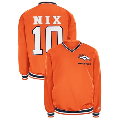 Bo Nix Denver Broncos Starter Player Layer V-Neck Pullover - Orange