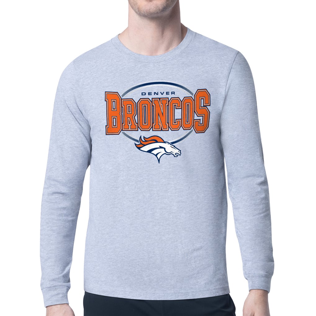 Denver Broncos Starter Team Track Graphic Long Sleeve T-Shirt - Heather Gray