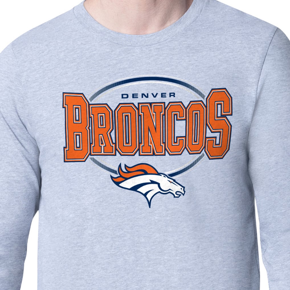 Denver Broncos Starter Team Track Graphic Long Sleeve T-Shirt - Heather Gray