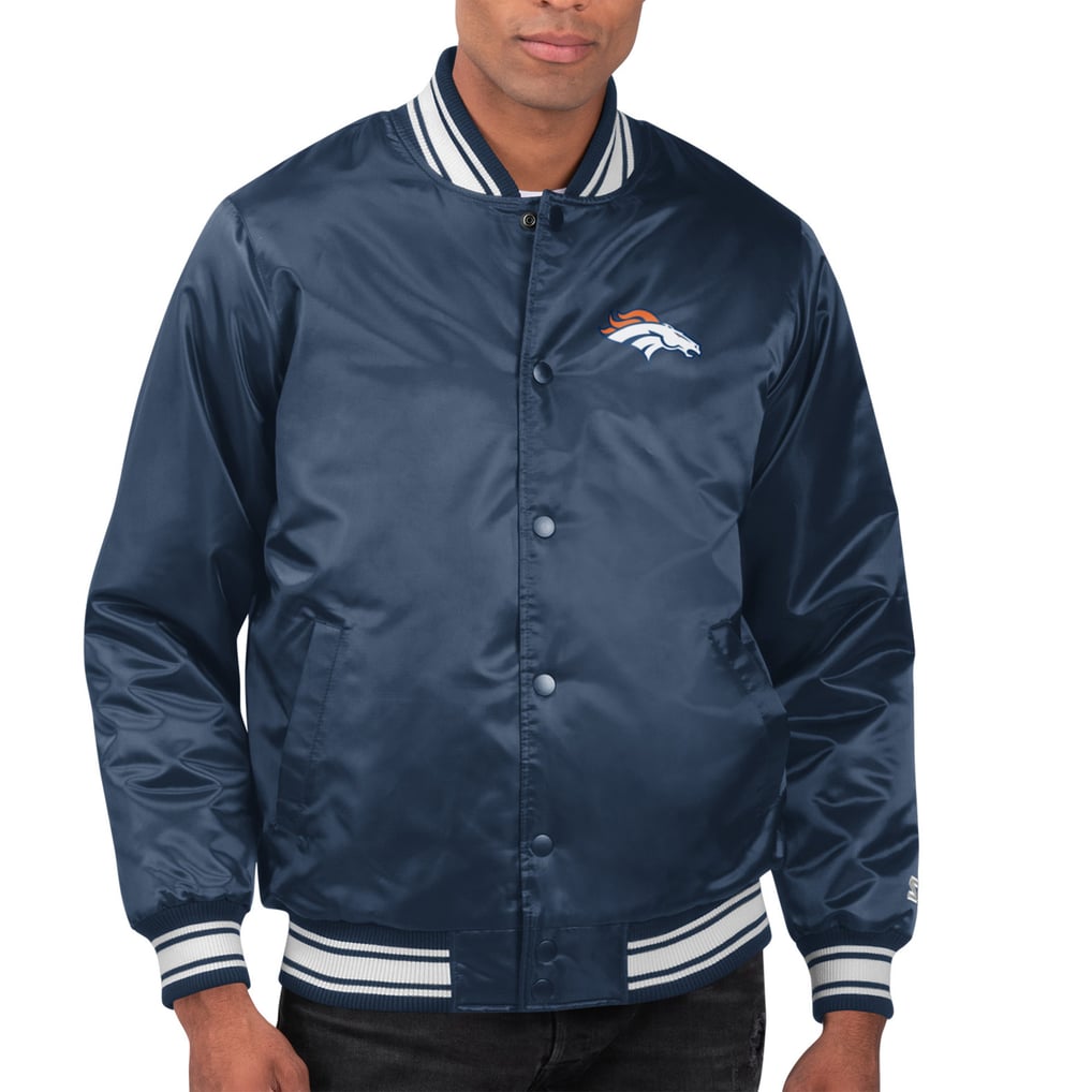 Denver Broncos Starter Printed Team Logo Satin Varsity Full-Snap Jacket - Navy