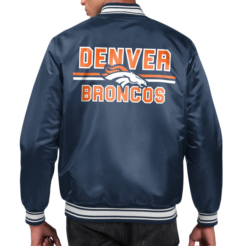Denver Broncos Starter Printed Team Logo Satin Varsity Full-Snap Jacket - Navy