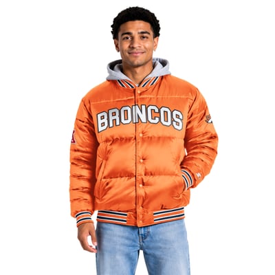 Denver Broncos Starter Bronx Full Snap Puffer Jacket - Orange