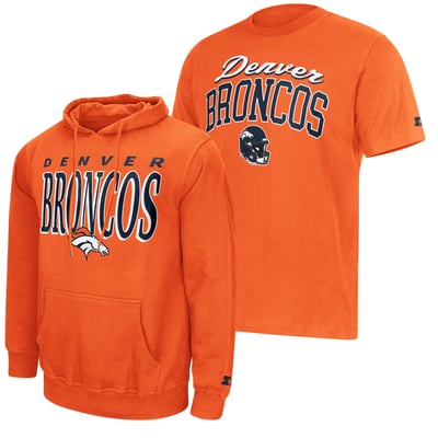 Denver Broncos Starter Logo T-Shirt & Hoodie Set - Orange