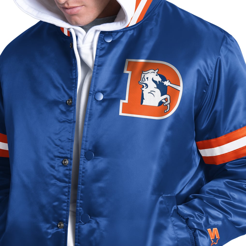 Denver Broncos Starter Courtside Varsity Retro Logo Full Snap Jacket - Royal