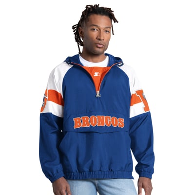 Denver Broncos Starter Street Cut Retro Logo Half-Zip Hooded Jacket - Royal