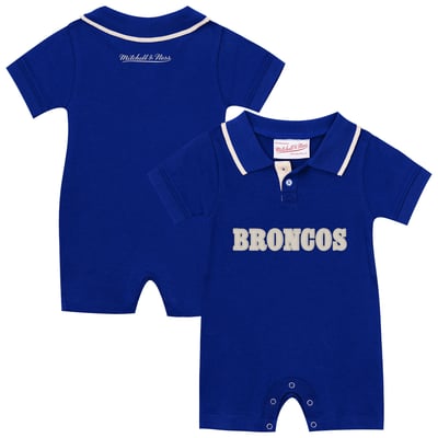 Denver Broncos Mitchell & Ness Newborn & Infant Retro Roots Rugby Romper - Royal