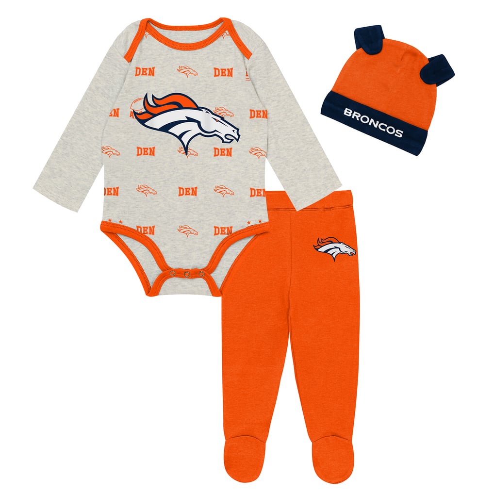 Newborn Outerstuff Heather Gray Denver Broncos Huddles & Giggles 3-Piece Pant and Hat Set