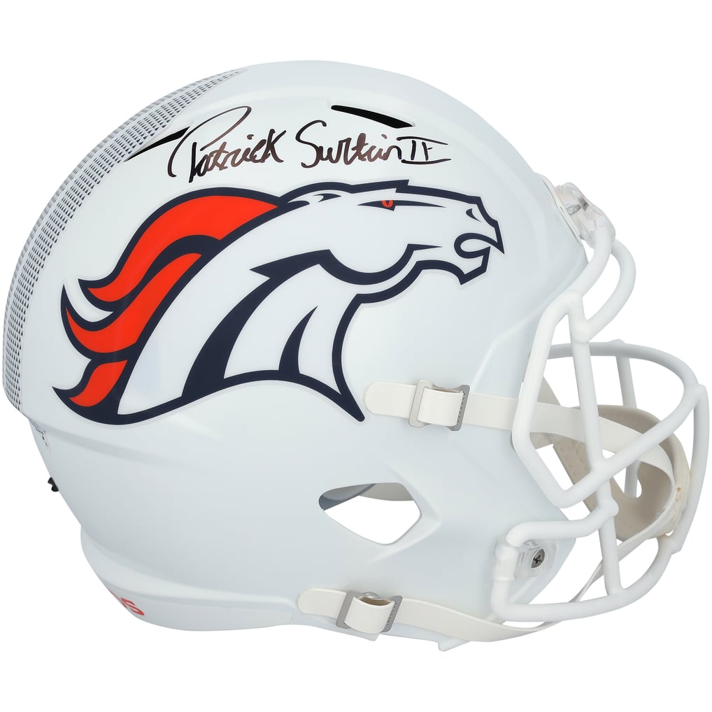 Patrick Surtain II Denver Broncos Autographed Riddell 2024 White Alternate Speed Replica Helmet  