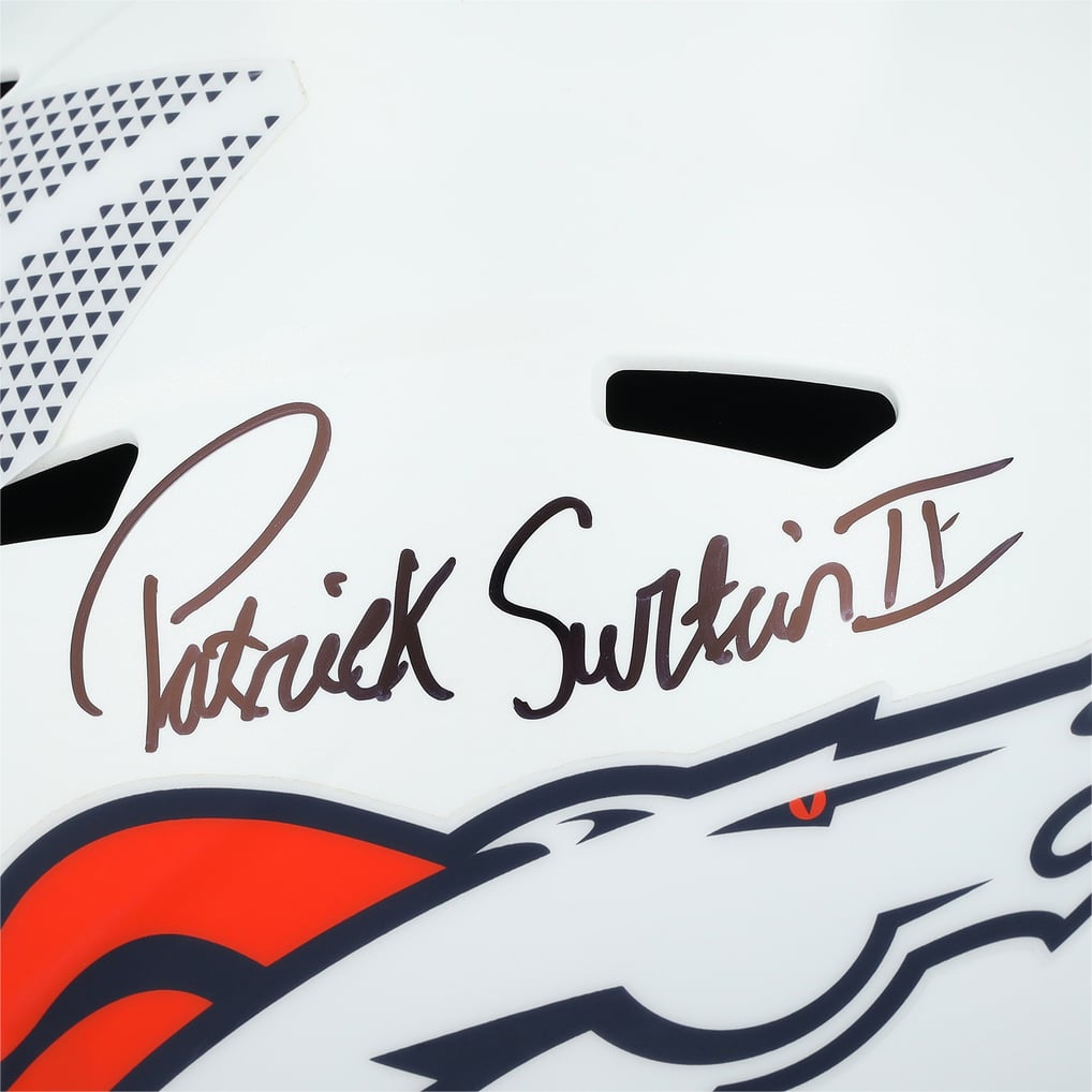 Patrick Surtain II Denver Broncos Autographed Riddell 2024 White Alternate Speed Replica Helmet  