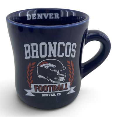 Denver Broncos Pegasus 11oz. Helmet Crest Wordmark Ceramic Mug