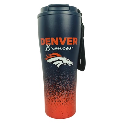 Denver Broncos Pegasus 20oz Splatter Script Stainless Steel ProSip Coffee Cup with Strap