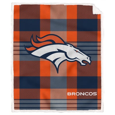 Denver Broncos Pegasus Bold Plaid Steel 50" x 60" Ultra Cozy Sherpa Blanket