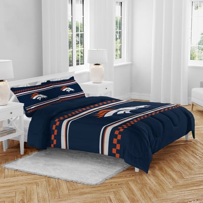 Denver Broncos Pegasus Checkered Dash Three-Piece Full/Queen Bed in a Bag Set