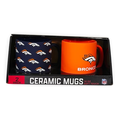 Denver Broncos Pegasus Two-Piece 16oz. Home & Away Soft Touch Ceramic Mug Set