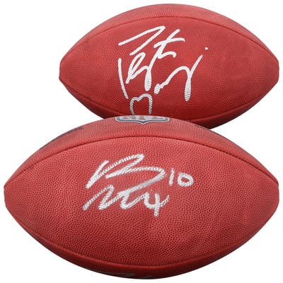 Peyton Manning & Bo Nix Denver Broncos Autographed Fanatics Authentic Duke Full Color Football 