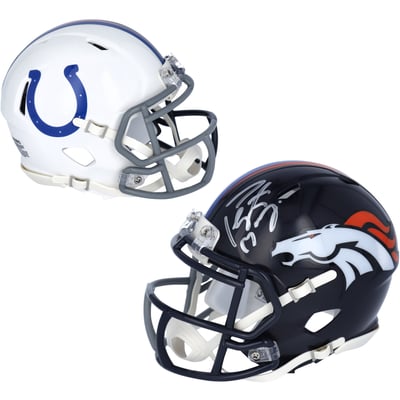 Peyton Manning Denver Broncos & Indianapolis Colts Fanatics Authentic Autographed Riddell Half & Half Speed Mini Helmet - Signature on Denver Side