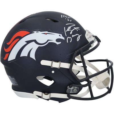 Peyton Manning Denver Broncos Autographed Fanatics Authentic Riddell 2024 Speed Authentic Helmet with "HOF 21" Inscription 